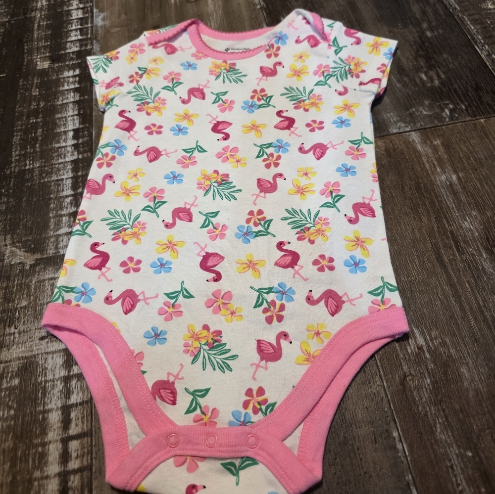 Pink Flamingo and Floral Kids Bodysuit